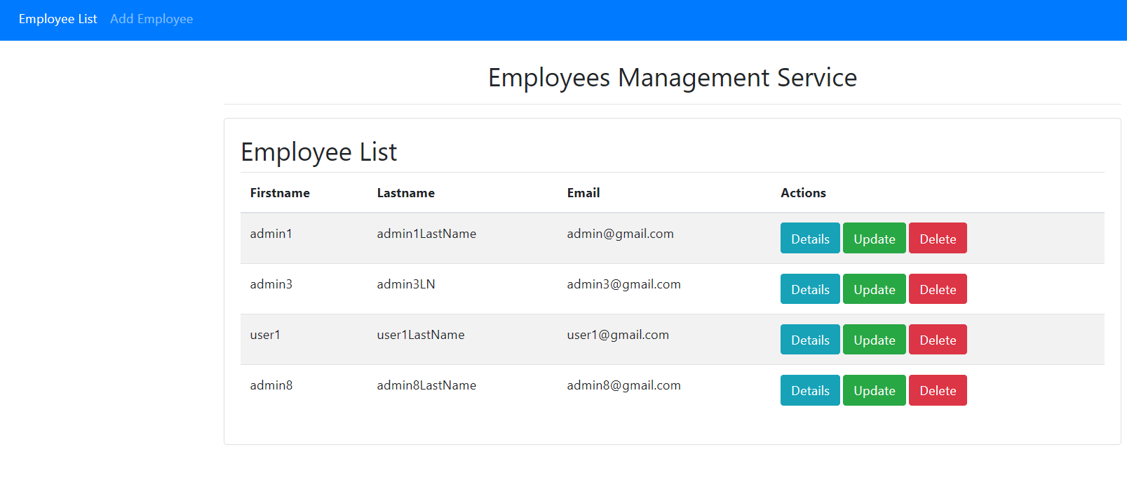 Interface of the TCS team creation sub-system